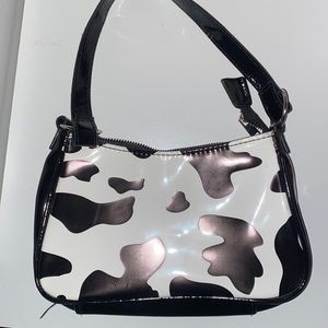 Cow print mini shoulder purse